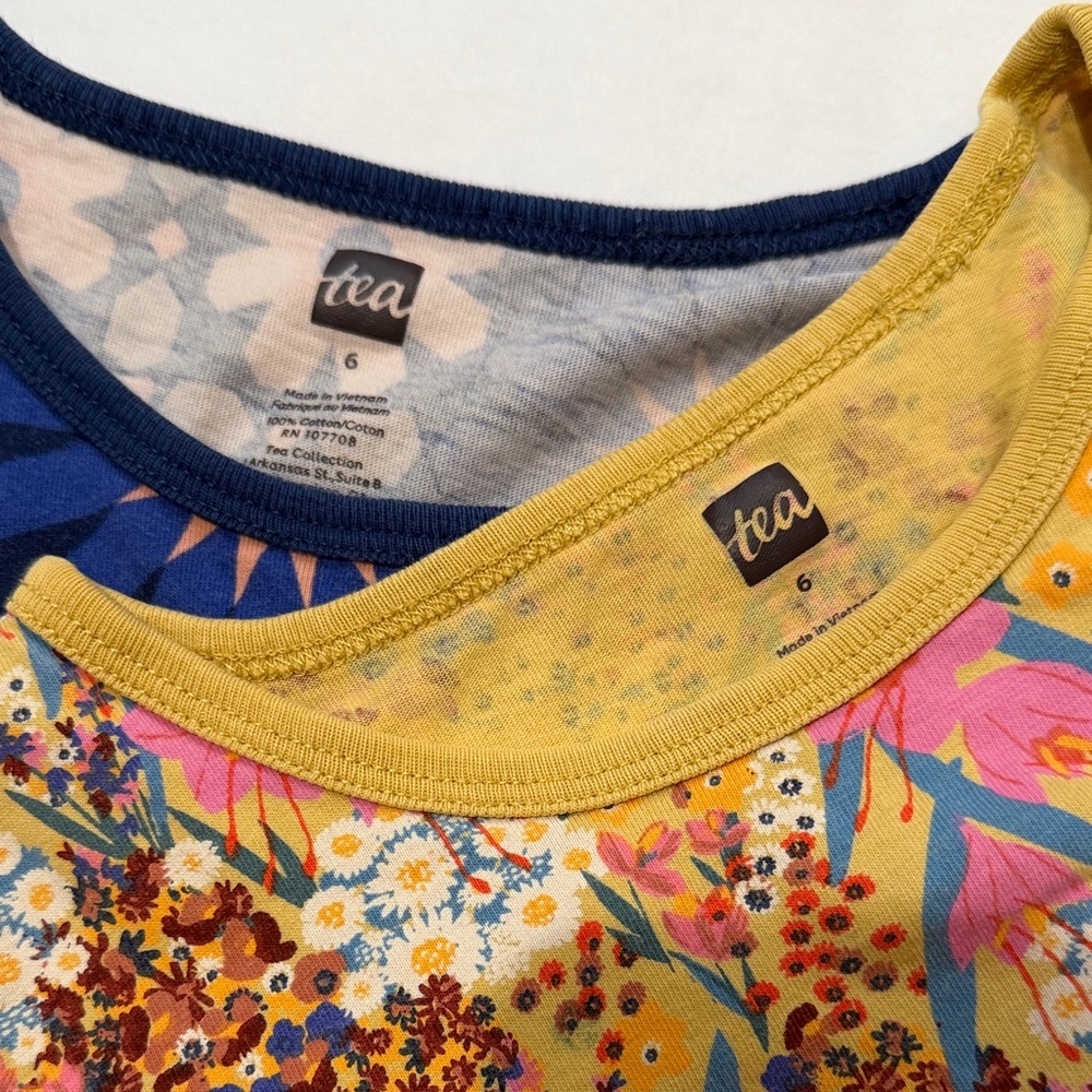 Tea Collection Girls' Floral Knit Dresses - Blue & Yellow - Picture 2 of 3